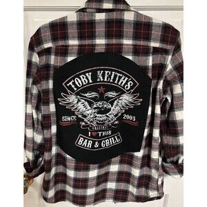 Toby Keith I Love This Bar Upcycled Flannel Shirt Unisex Size Medium Country